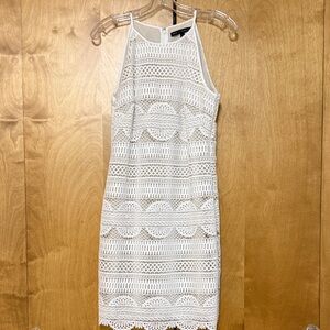 White House Black Market Ivory Lace Sleeveless Cocktail Dress